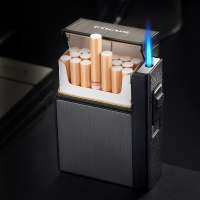 Focus aluminum cigarette box with Windphoof lighter,whole pack cigarette case