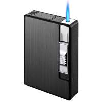 Focus aluminum cigarette box with Windphoof lighter,Automatic aluminium cigarette case